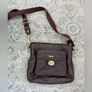 Vintage Coach Dark Brown Leather Crossbody Bag